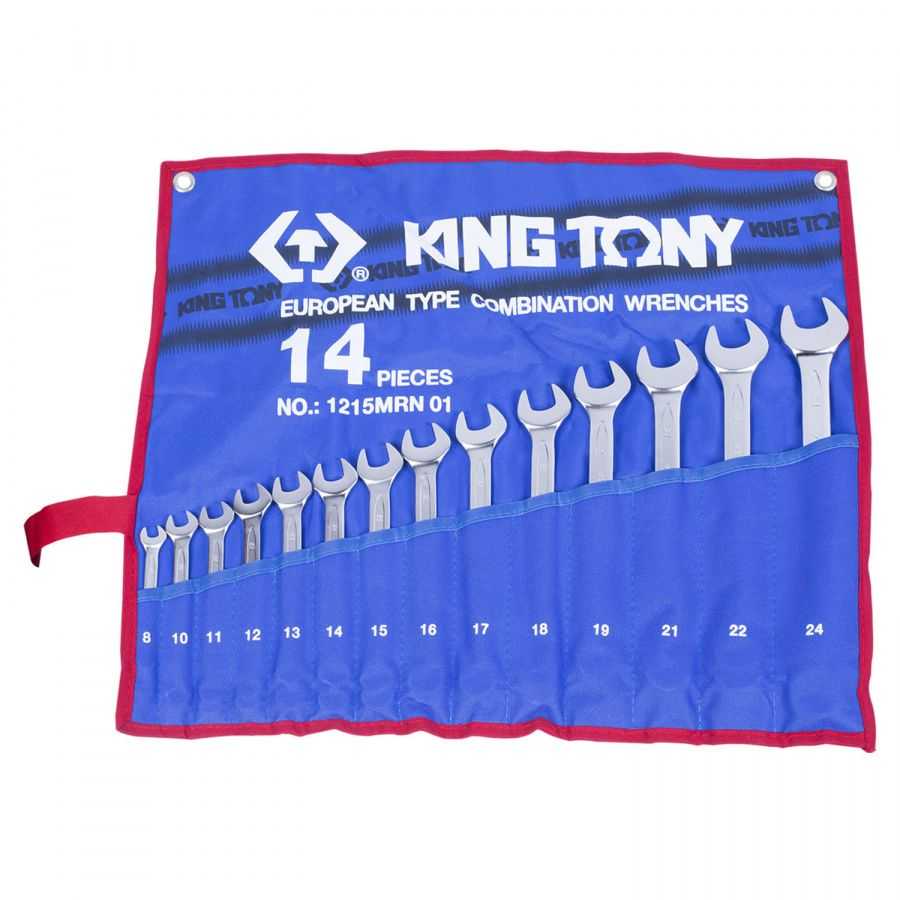Набор комбинированных ключей, 8-24 мм, чехол из теторона, 14 предметов KING TONY 1215MRN01 Ключи в наборах фото, изображение