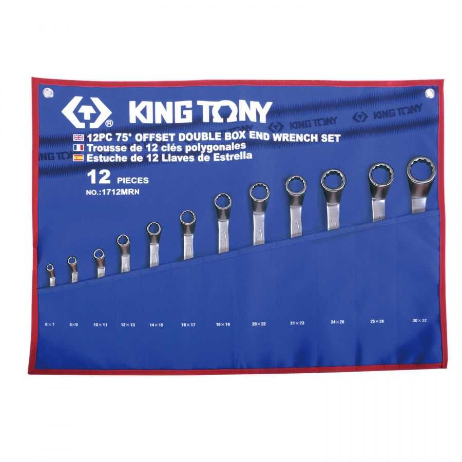 Набор накидных ключей, 6-32 мм, чехол из теторона, 12 предметов KING TONY 1712MRN Ключи в наборах фото, изображение