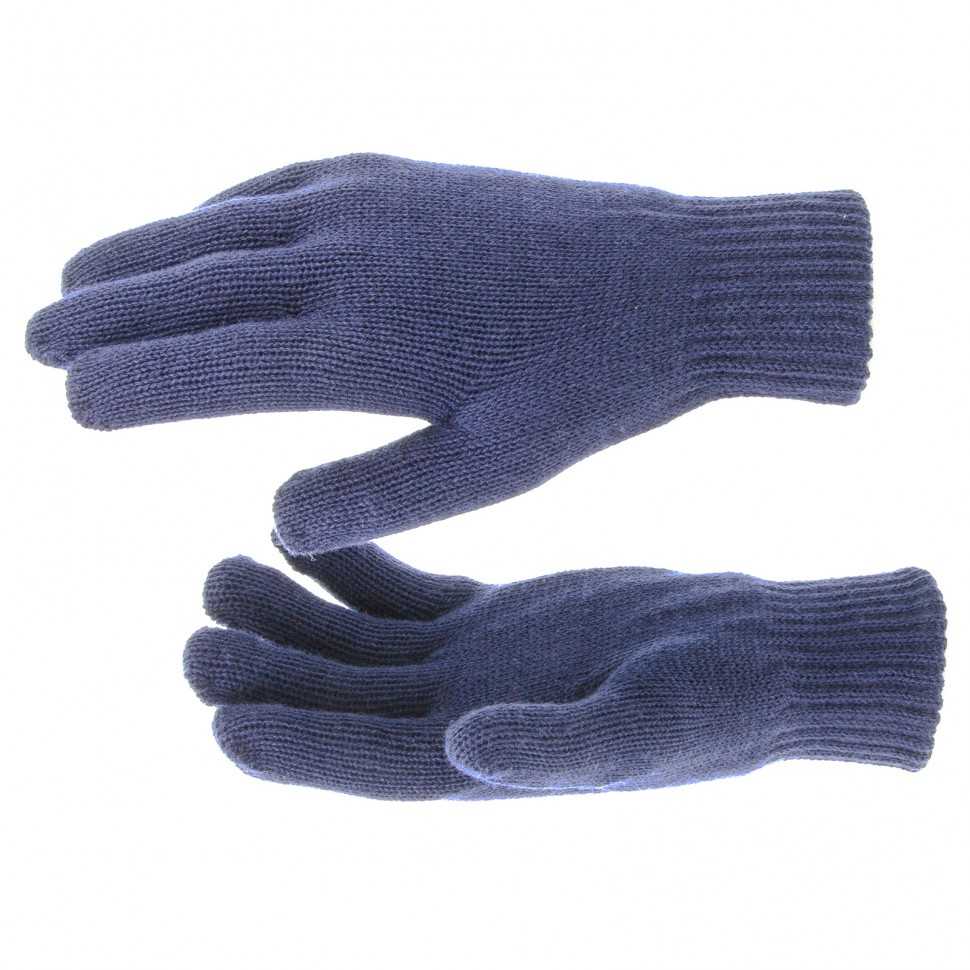 Перчатки трикотажные, акрил, двойные, синий, двойная манжета Россия Сибртех Садовые перчатки фото, изображение