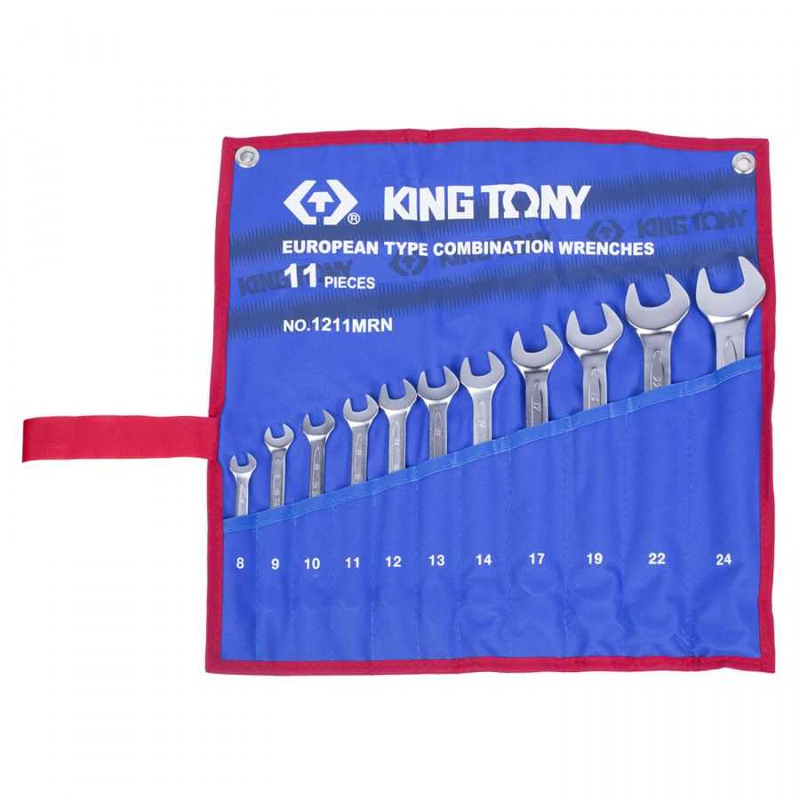 Набор комбинированных ключей, 8-24 мм, чехол из теторона, 11 предметов KING TONY 1211MRN Ключи в наборах фото, изображение