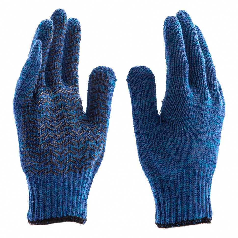 Перчатки трикотажные усиленные, гелевое ПВХ-покрытие, 7 класс, синие Россия Сибртех Перчатки с ПВХ покрытием фото, изображение