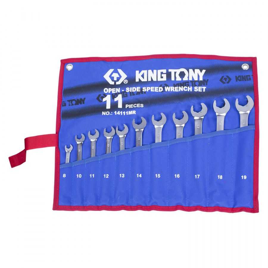 Набор комбинированных трещоточных ключей, 8-19 мм, чехол из теторона, 11 предметов KING TONY 14111MRN Ключи в наборах фото, изображение