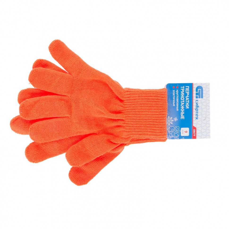 Перчатки трикотажные, акрил, оранжевый, двойная манжета Россия Сибртех Садовые перчатки фото, изображение