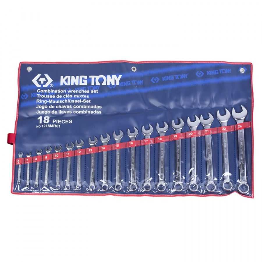 Набор комбинированных ключей, 6-24 мм, 18 предметов KING TONY 1218MR01 Ключи в наборах фото, изображение