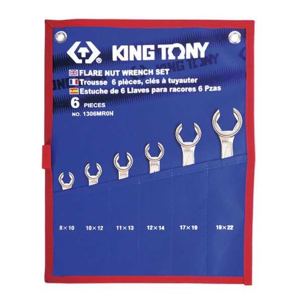 Набор разрезных ключей, 8-22 мм, чехол из теторона, 6 предметов KING TONY 1306MRN Ключи в наборах фото, изображение