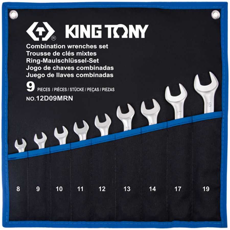 Набор комбинированных ключей, 8-19 мм, чехол из теторона, 9 предметов KING TONY 12D09MRN Ключи в наборах фото, изображение