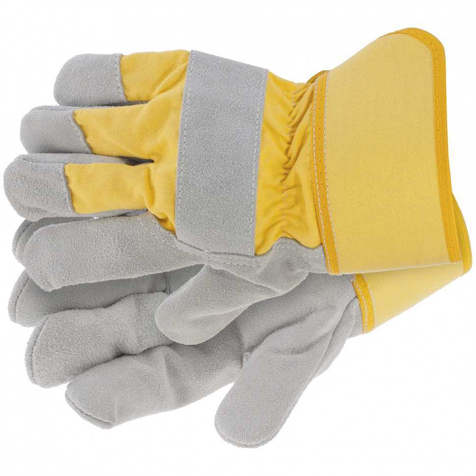 Перчатки спилковые комбинированные, усиленные, размер XL, Сибртех Садовые перчатки фото, изображение