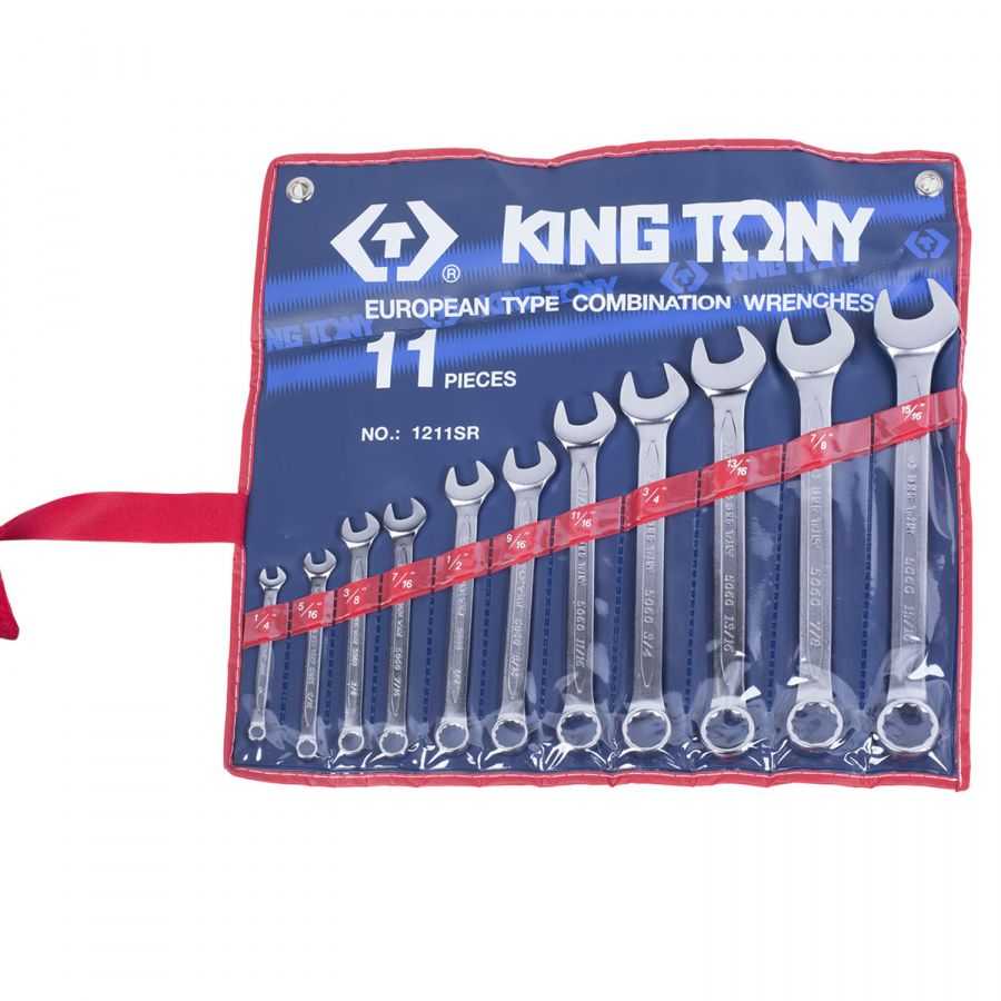 Набор комбинированных ключей, 1/4"-15/16", 11 предметов KING TONY 1211SR Ключи в наборах фото, изображение