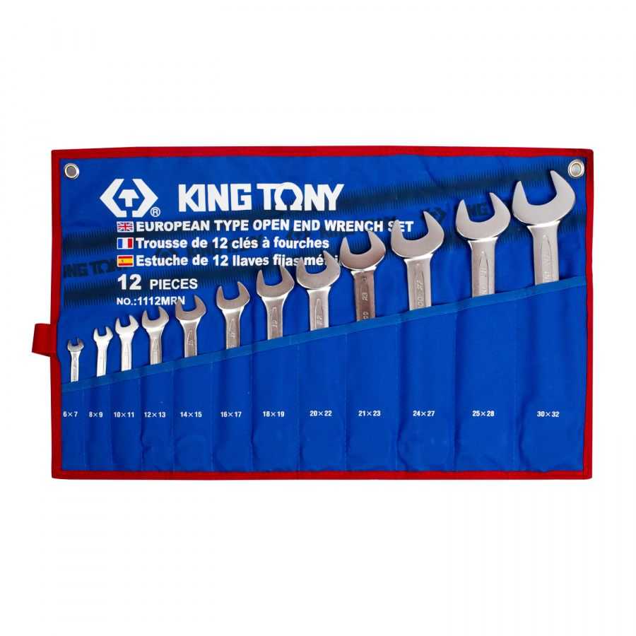 Набор рожковых ключей, 6-32 мм , чехол из теторона, 12 предметов KING TONY 1112MRN Ключи в наборах фото, изображение