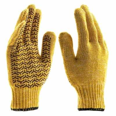 Перчатки трикотажные усиленные, гелевое ПВХ-покрытие, 7 класс, желтые Россия Сибртех Перчатки с ПВХ покрытием фото, изображение