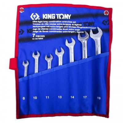 Набор комбинированных удлиненных ключей, 8-19 мм, чехол из теторона, 7 предметов KING TONY 12C7MRN Ключи в наборах фото, изображение