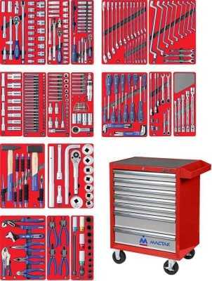 Набор инструментов "ЭКСПЕРТ" в красной тележке, 323 предмета МАСТАК 52-07323R Готовые решения в тележках МАСТАК фото, изображение